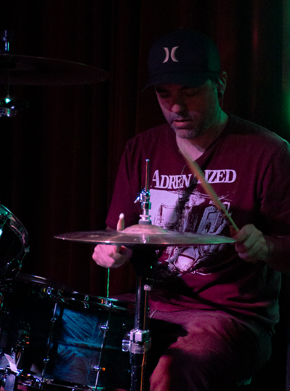 Lift the Anchor drummer behind the kit at the Portside Pub